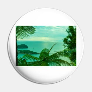 Retro tones tree fern frond frame view Pin