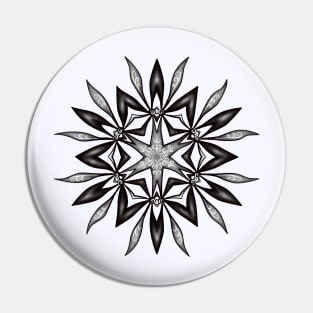 Kaleidoscopic Flower Art In Black And White Pin