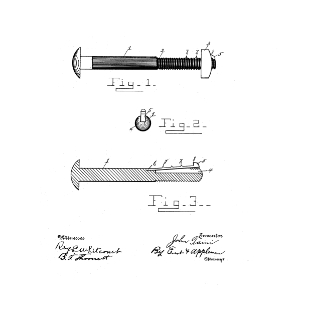 Nut Lock Vintage Patent Hand Drawing by TheYoungDesigns