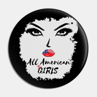 all american girls usa flag lips uncle sam hat 4th of july Pin