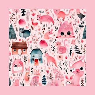 Cute pink animals gift ideas T-Shirt