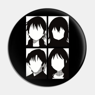 Erased anime | All main character in black and white pop art minimalist design | Satoru fujinuma x Kayo hinazuki x Airi katagiri x Gaku yashiro Pin