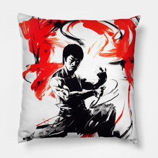 Martial Art Kung Fu Wild Nature Free Spirit Art Brush Painting Pillow