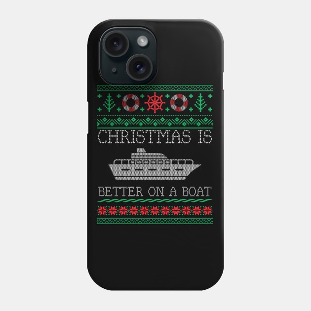 Boating Christmas Is Better On Pontoon Boat Ugly Christmas Sweater Phone Case by mrsmitful01