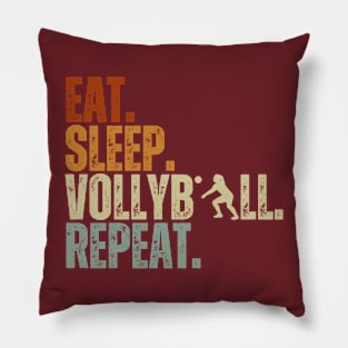 Eat Sleep Volleyball Repeat Kids Adult Women Retro Vintage Pillow