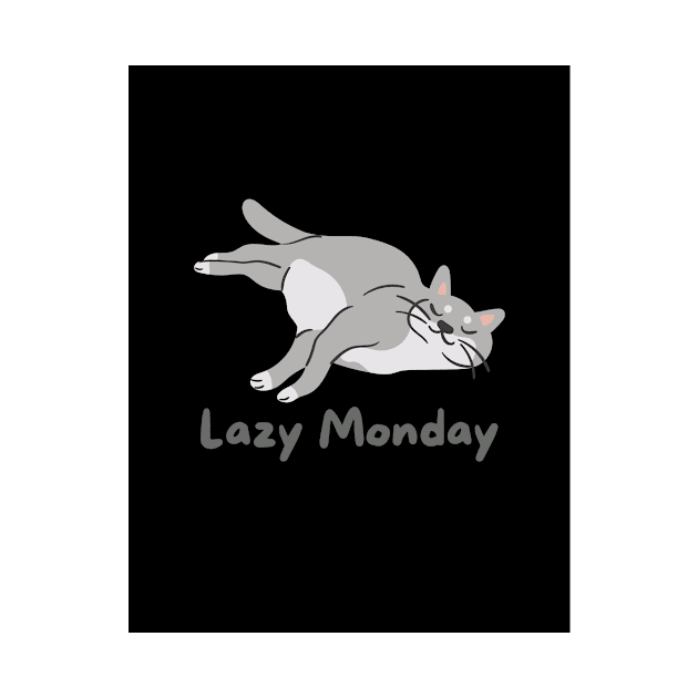 Lazy Monday Cat Design Black by SuaVestimenta