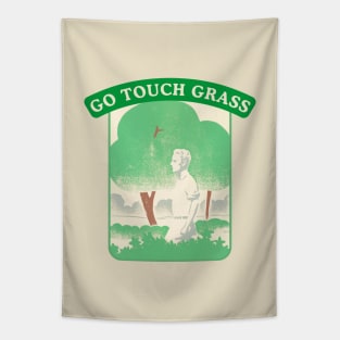 Go Touch Grass | Internet Meme | Retro Style Aesthetic Tapestry