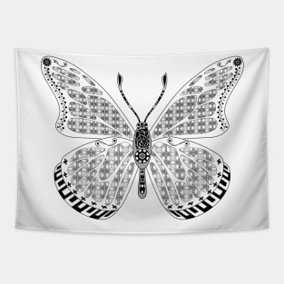 white mandala in zen butterfly ecopop pattern Tapestry