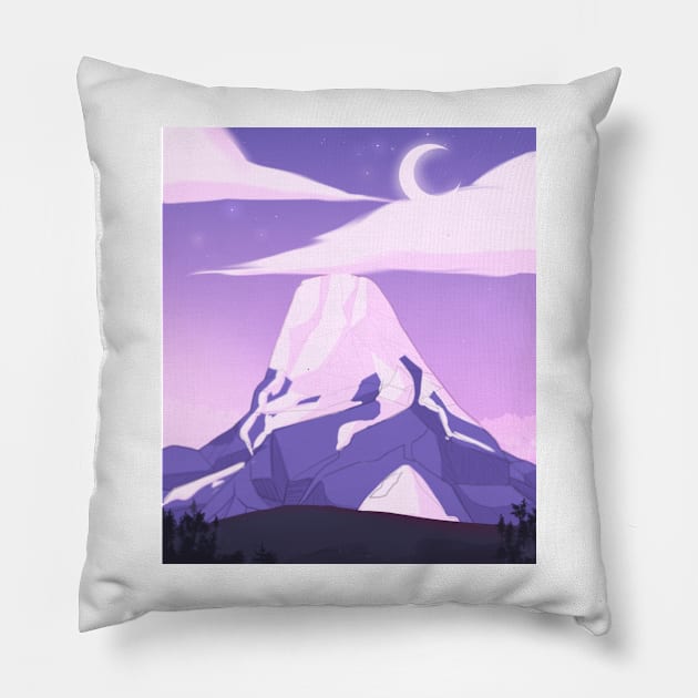 Sinnoh Cityscape Mt Coronet Pillow by Owlhana