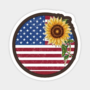 Sunflower-America-Flag Magnet