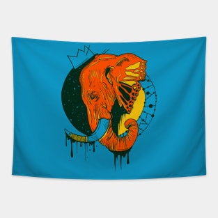 Orange Blue Royal Elephant Tapestry