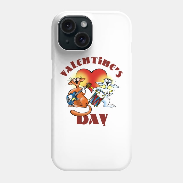 Funny Colorful Valentine's Day Musical Singing Cat Band Phone Case by ROSHARTWORK