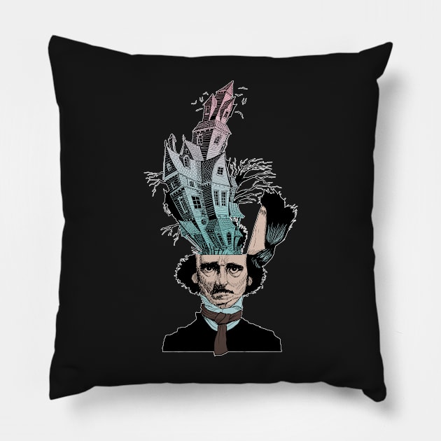 Edgar Allan Poe - Imaginations Pillow by rudyfaber