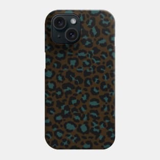 Leopard Pattern in Dusky Blue on Dark Coffee Phone Case