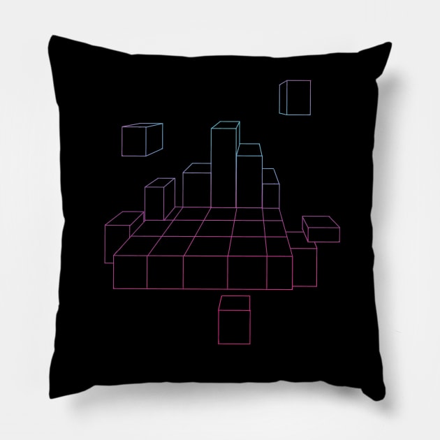 Floating Cube City Pillow by annearrt