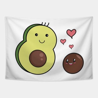 Mr Avocado Kawaii And Baby Avocado Kawaii Tapestry