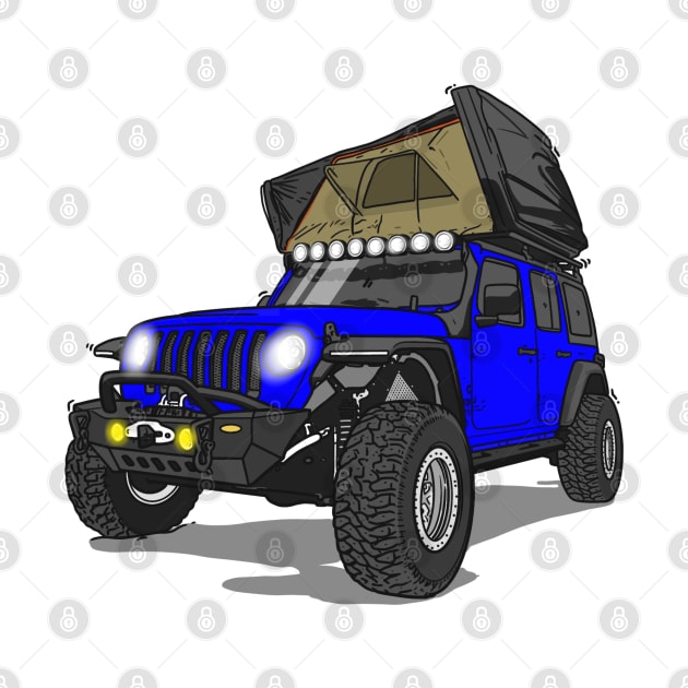 Jeep Wrangler Camp Time - Medium Blue by 4x4 Sketch