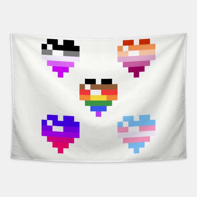 Pixel Heart - LGBT+ Pride (Ensemble) Tapestry by MintyMiamice