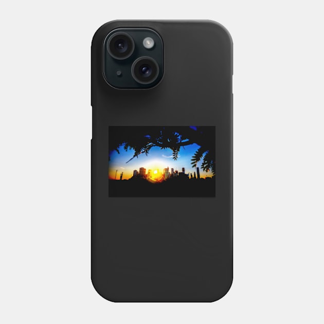 Manhattan Skyline Sunset Phone Case by tommysphotos