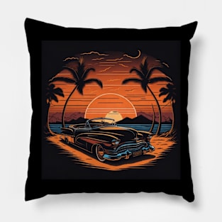 sunset classic car Pillow