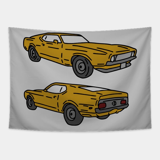 vintage retro muscle cars illustration Tapestry by fokaction