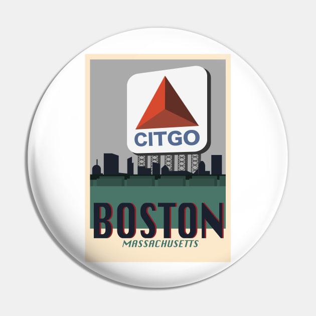 Boston Travel Poster 3 Pin by Rosemogo