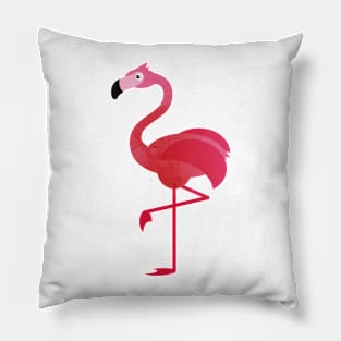 Pink Flamingo Illustration on Coral Background Pillow