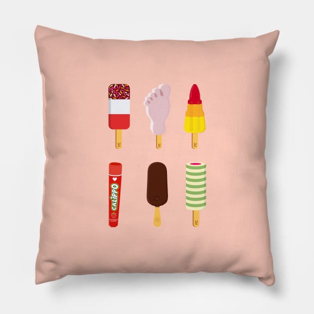 Mix of Ice lollies pastel salmon background Pillow by MickeyEdwards