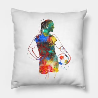 Female Soccer Player Pillow