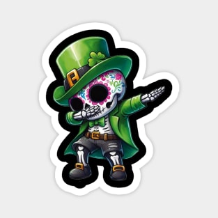 St Patrick's Day - Dabbing Dapper Leprechaun Skeleton Magnet
