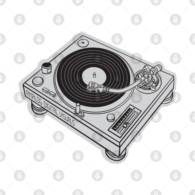 Turntable (Black Lines + Light Gray Drop Shadow) Analog / Music by Analog Digital Visuals