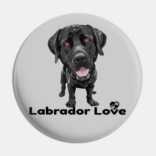 Black Lab Labrador Retriever Love Paw Logo Cartoon Dog Pin