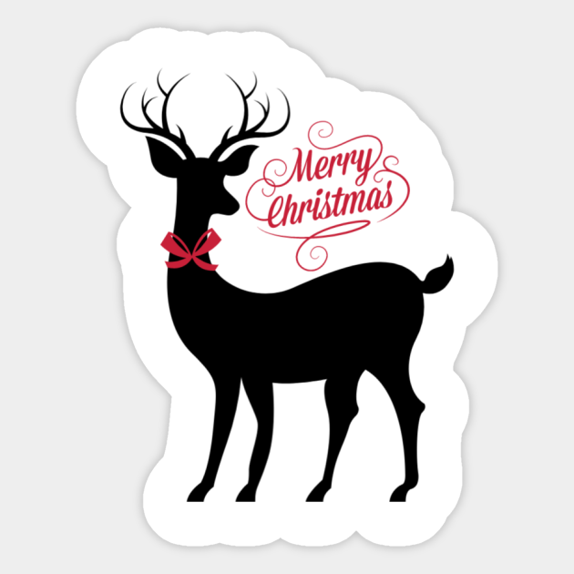Merry Christmas Reindeer With Red Bow Accent Reindeer Merry Christmas Pegatina Teepublic Mx