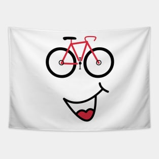 Smiley Face Racing Bike Emoji Cycling Tapestry