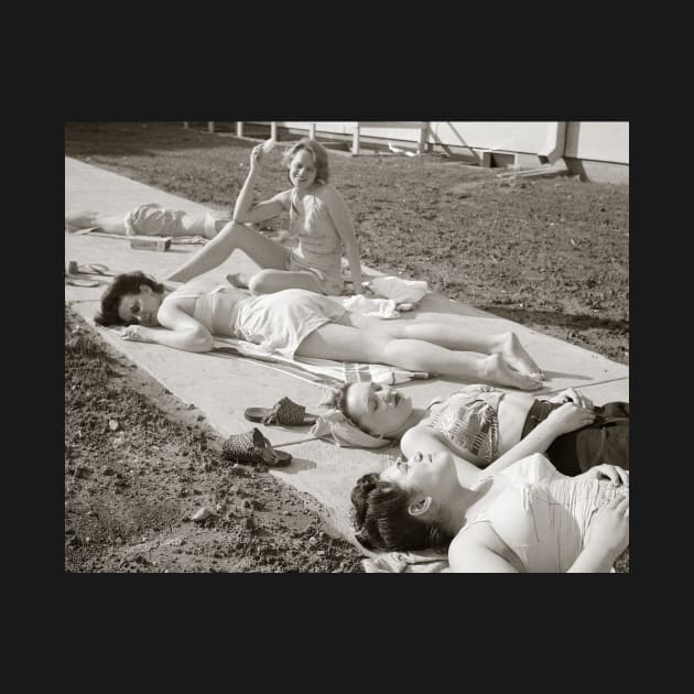 Girls Sunbathing, 1943. Vintage Photo by historyphoto