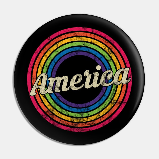 America - Retro Rainbow Faded-Style Pin by MaydenArt