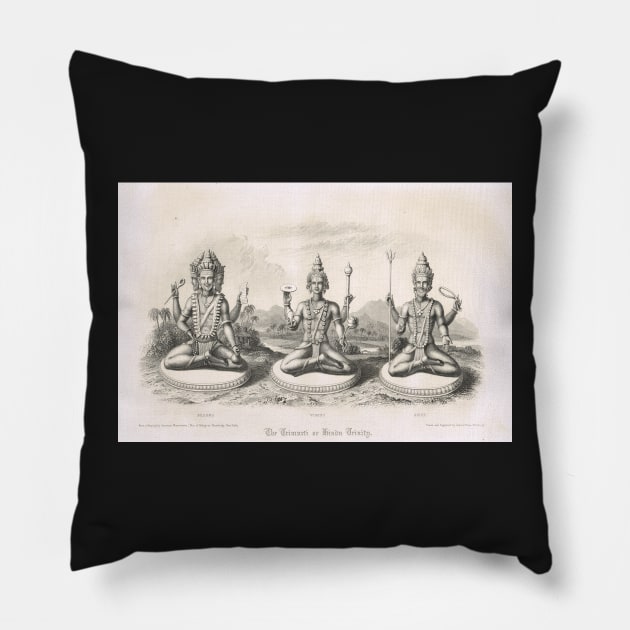 The Trimurti or Hindu Trinity 3 forms Pillow by artfromthepast