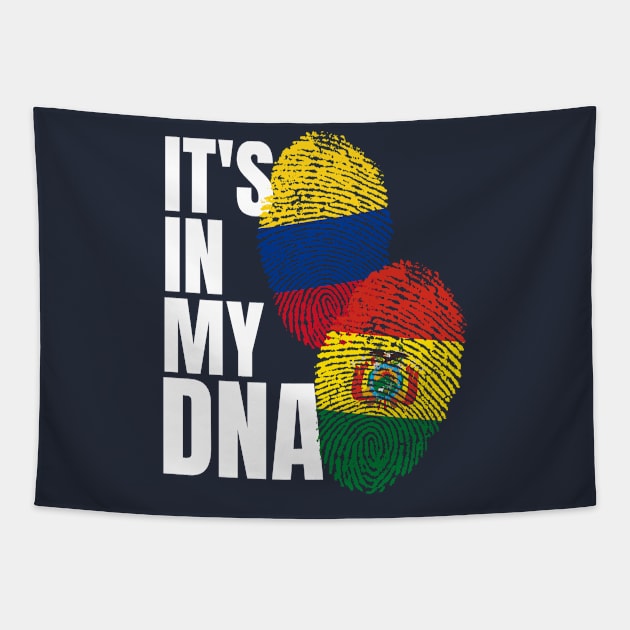 Bolivian And Colombian DNA Mix Flag Heritage Gift Tapestry by Just Rep It!!