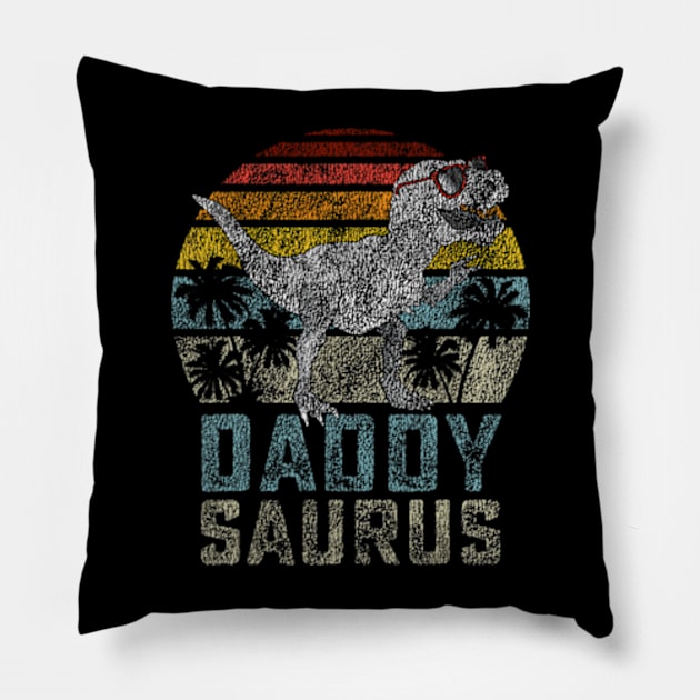 Daddysaurus T Rex Dinosaur Daddy Saurus Family Matching Pillow by Cristian Torres