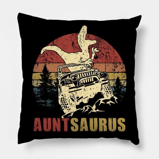 Vintage Jeep T-Shirt Auntsaurus Jeep Gift Pillow by Lones Eiless