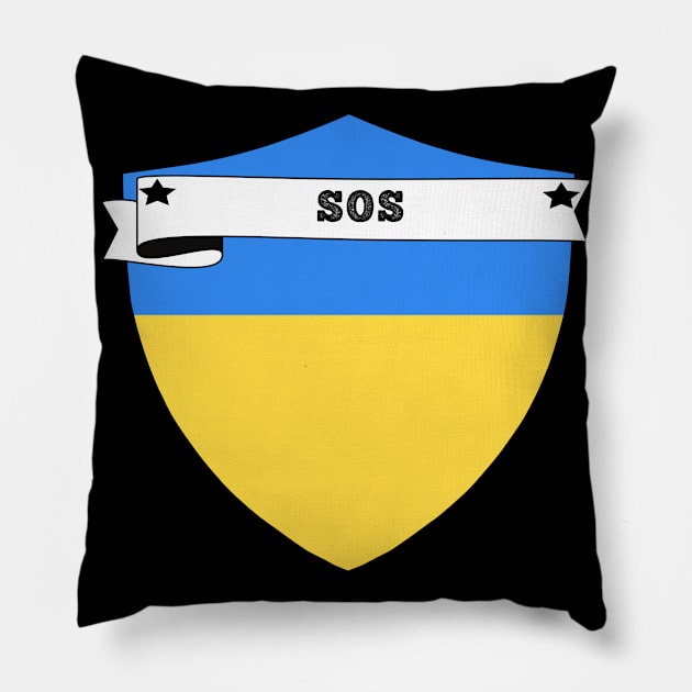 SOS , UKRAINE COUNTRY SHIELD, MINIMALIST UKRAINE FLAG, I LOVE UKRAINE , BORN IN UKRAINE Pillow by Just Simple and Awesome