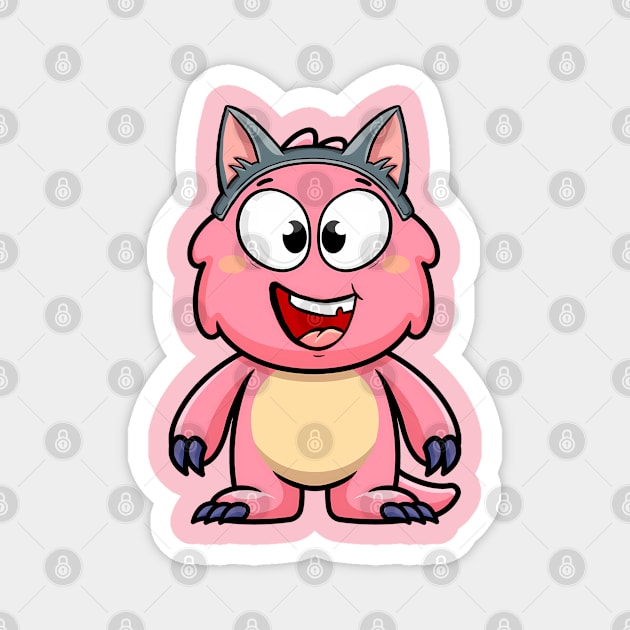 Baby Monster Pink Laughing Cat Magnet by Baby Monster CO