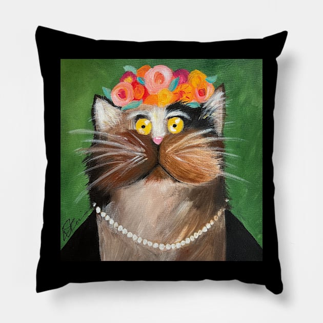 Frida Catlo Pillow by Laurie Stein Art