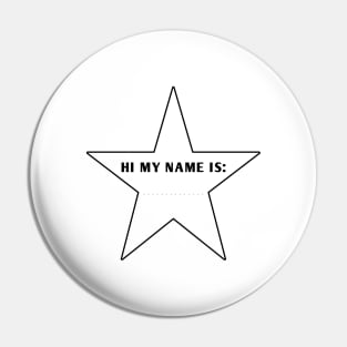 Hi My Name Is With Star Pin