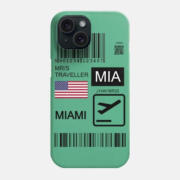 Miami USA travel ticket Phone Case by Travellers