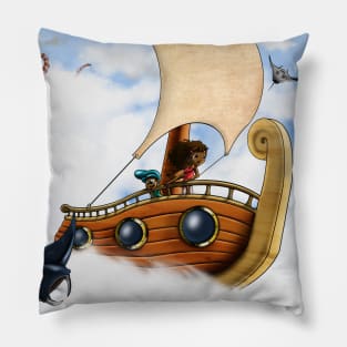 African American Kids on a Boat Pillow