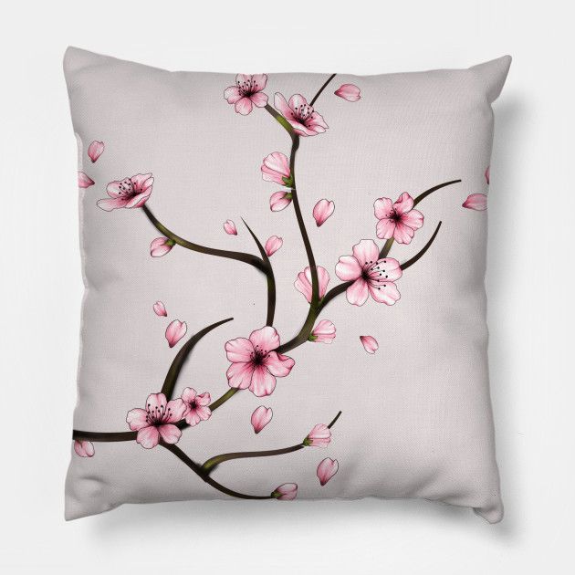 cherry blossom throw pillow