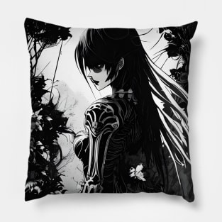 Macabre Monochrome: Striking Dark Art for Alternative Enthusiasts Pillow