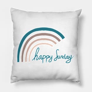 Happy Sunday Rainbow Pattern Hand Drawing Pillow