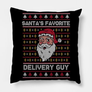 Santa's Favorite Delivery Guy // Funny Ugly Christmas Sweater // Delivery Driver Holiday Xmas Pillow